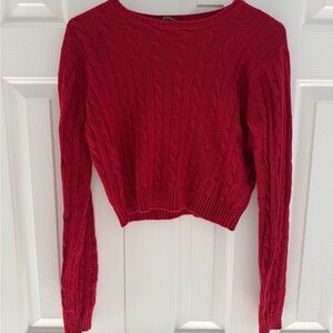 Brandi Melville Red Cable Knit Women's Sweater